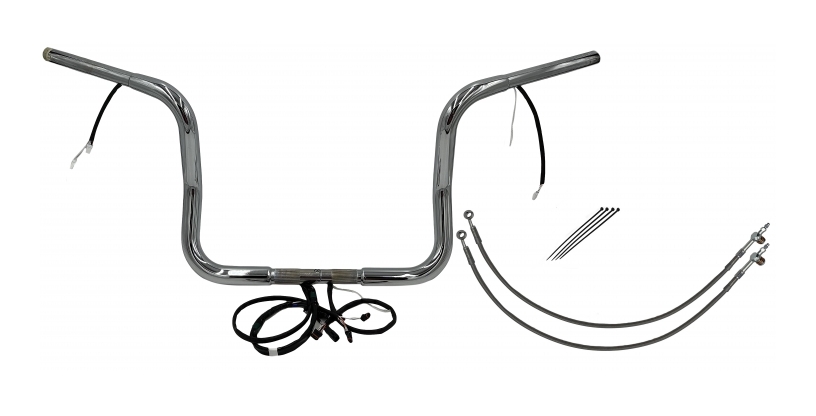 Fat Baggers Inc. 1 1/4" Wired Round Top Handlebar Kit For Harley Touring 2016-2020 12" Rise