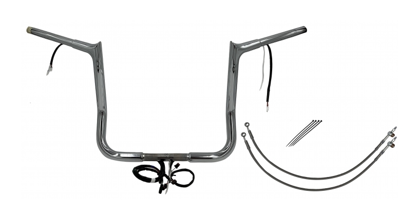 Fat Baggers Inc. 1 1/4" Wired Pointed Top Handlebar Kit For Harley Touring 2014-2015 14" Rise