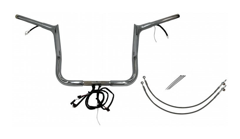 Fat Baggers Inc. 1 1/4" Wired Pointed Top Handlebar Kit For Harley Touring 2016-2020 12" Rise