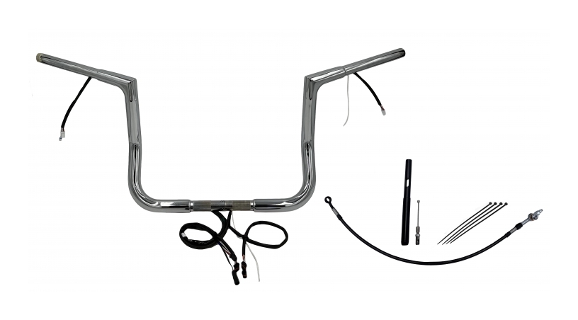 Fat Baggers Inc. 1 1/4" Wired Flat Top Handlebar Kit For Harley Touring 2021-2025 12" Rise