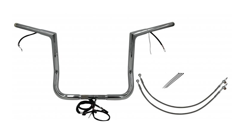 Fat Baggers Inc. 1 1/4" Wired Flat Top Handlebar Kit For Harley Touring 2014-2015 14" Rise