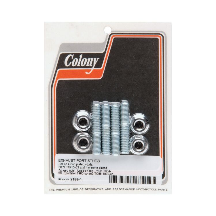 Colony Exhaust Port Studs And Nuts For Harley 1984-2025