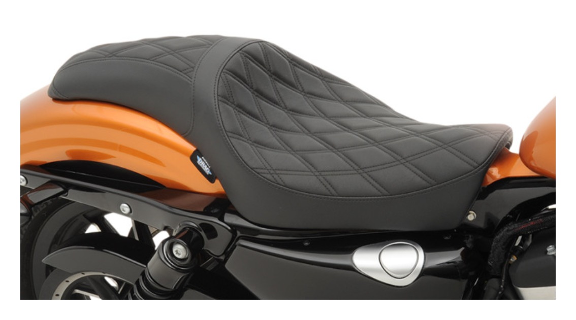 Drag Specialties Predator Seat For Harley Sportster 2004-2022 Diamond Stitch / Solar Reflective Leather Extended Reach