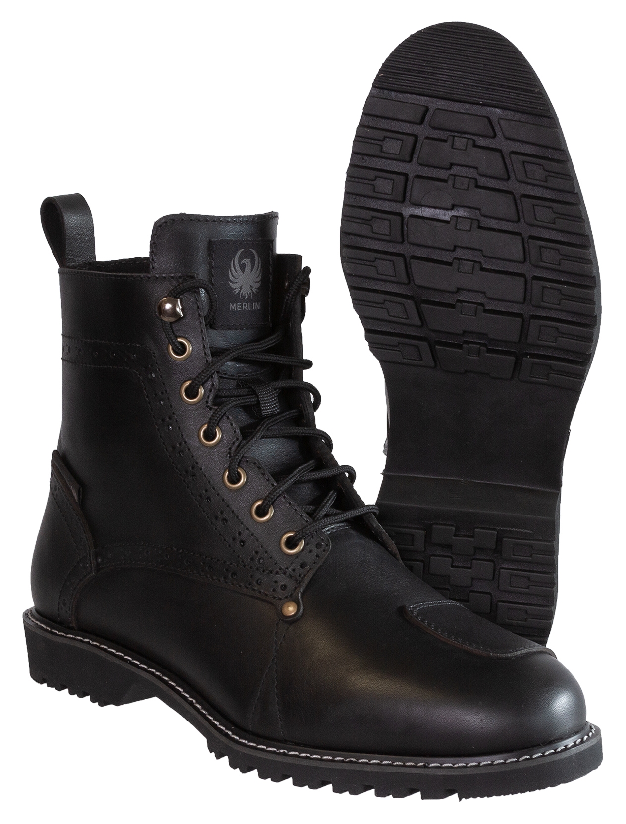 靴 Leather Derby Boots Merlin Derby Brogue D3O WP Boots - RevZilla