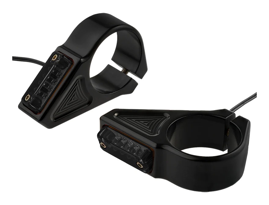 Joker Machine Rectangle Fork Mount LED Turn Signals For 49mm Fork Tubes