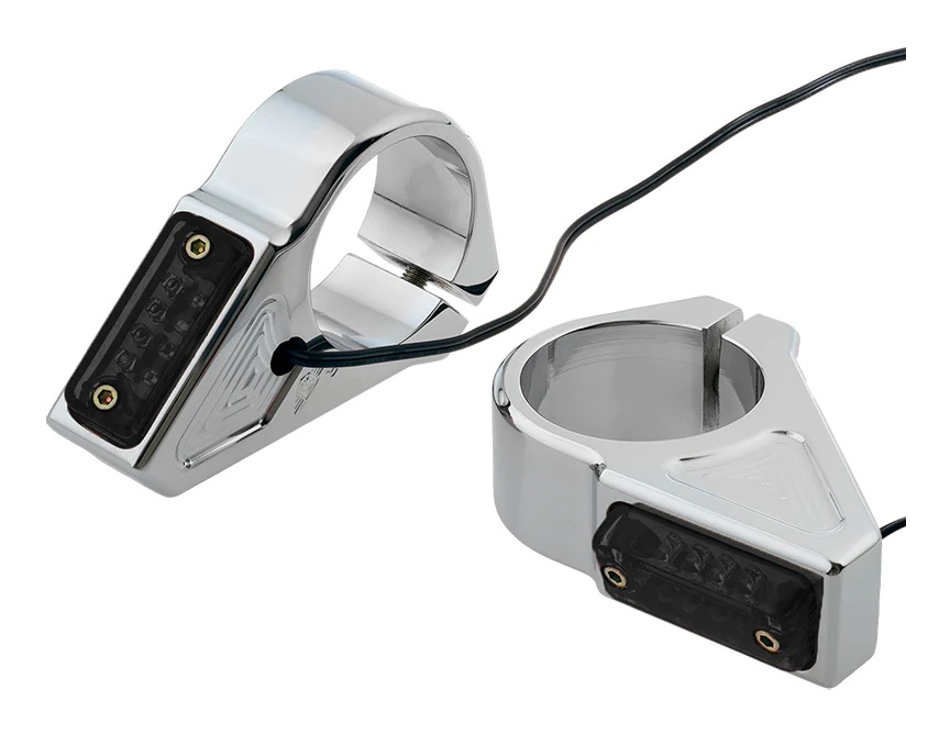 Joker Machine Rectangle Fork Mount LED Turn Signals For 39mm Fork Tubes
