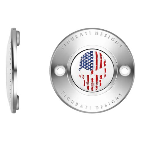 Figurati Designs Flag Skull Timing Cover For Harley M8 2017-2026