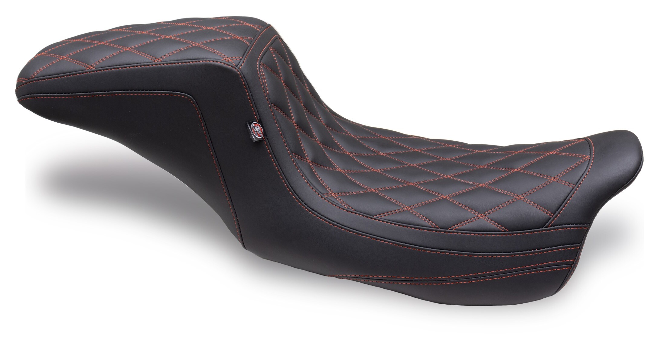 Mustang Squareback Double-Diamond Stitch Seat For Harley Touring 2008-2025 Diamond Stitch / Red