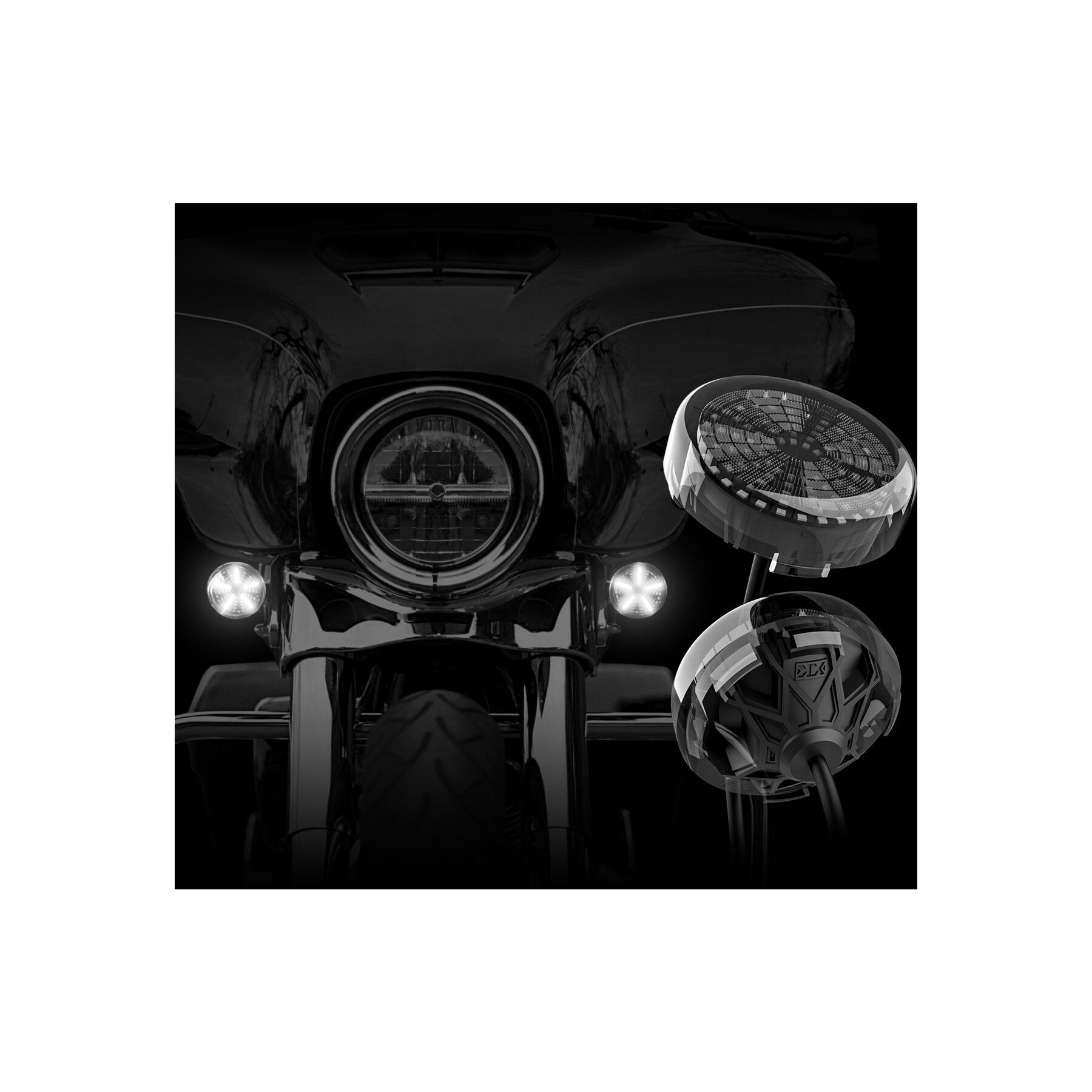 XKGLOW Pro Series Mototurnz Flat Style Front Turn Signals For Harley 1