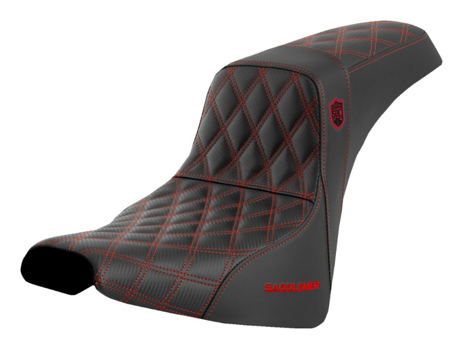Saddlemen Pro Series SDC Performance Gripper Seat For Harley Softail FXBB/S / FXST 2018-2025 Red Stitch Without Backrest