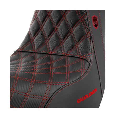 Saddlemen Pro Series SDC Performance Gripper Seat For Harley Touring 2008-2025 Red Stitch With Backrest