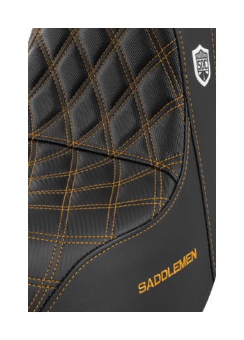 Saddlemen Pro Series SDC Performance Gripper Seat For Harley Touring 2008-2025 Gold Stitch With Backrest