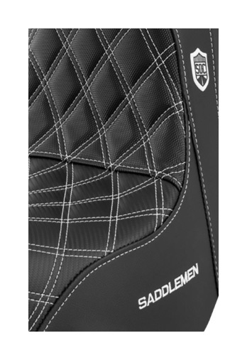 Saddlemen Pro Series SDC Performance Gripper Seat For Harley Dyna 2006-2017 White Stitch With Backrest