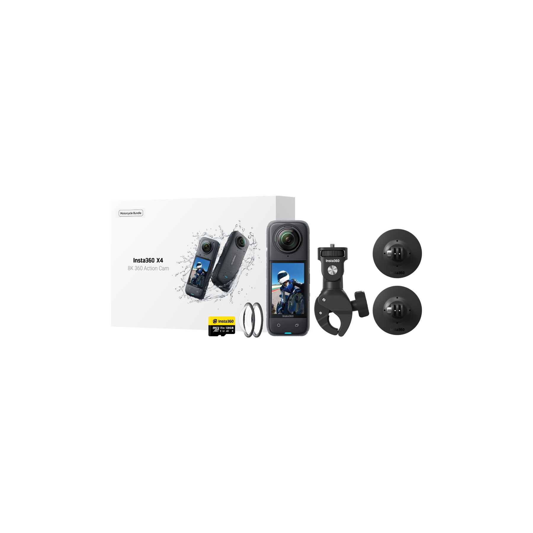 Insta360 X4 Action Camera Motorcycle Bundle With SD Card
