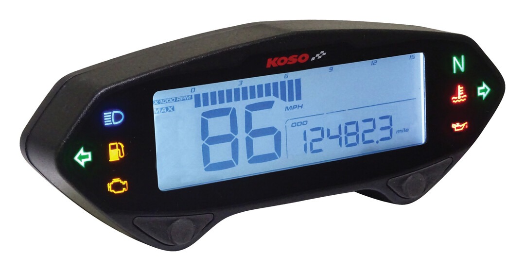 Koso DB-01RN Universal Multi-Function Speedometer - RevZilla