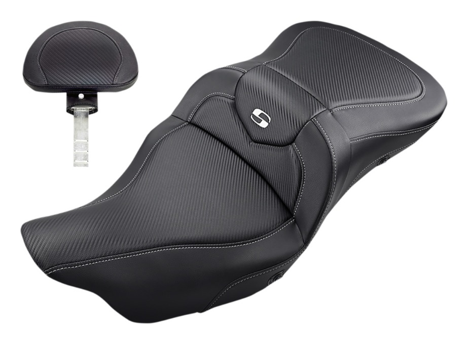 Saddlemen Roadsofa CF Carbon Fiber 2-Up Seat For Harley Touring 2008-2025 Heated / With Backrest