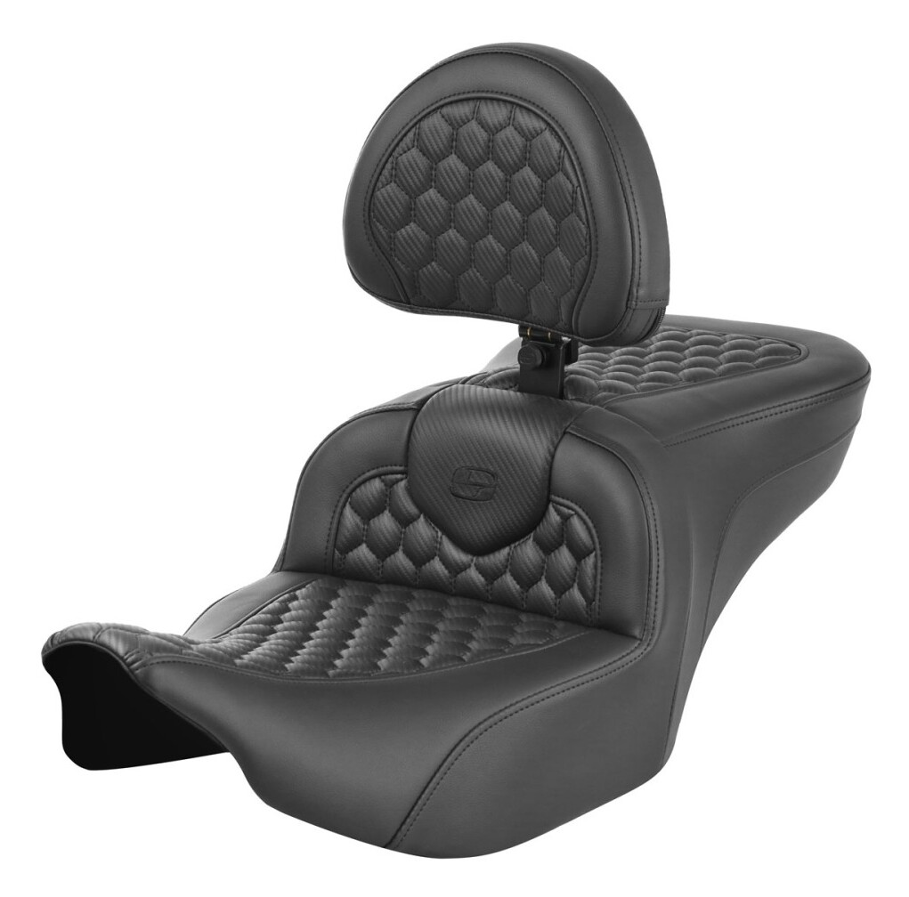 Saddlemen Roadsofa HC Honeycomb 2-Up Seat For Harley FLHX / FLTRX 2023-2025 Black Stitch Extended Reach / Without Backrest