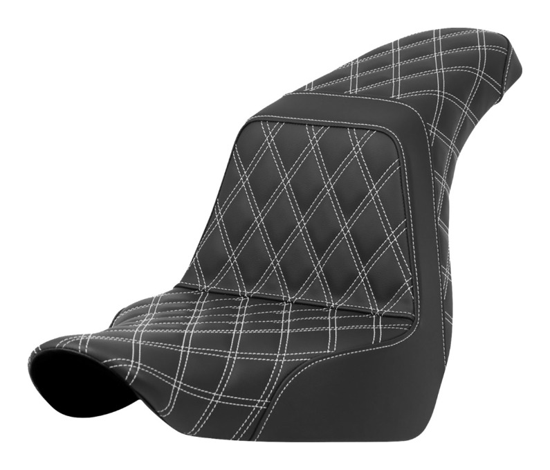 Saddlemen Step-Up LS Lattice Stitch Seat For Harley Softail FXLR/S / FLSB 2018-2025 Full Lattice Stitch LS / White Stitch