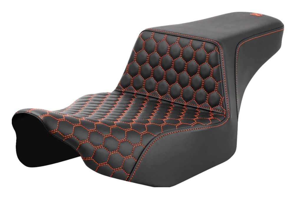 Saddlemen Step-Up HC Honeycomb Seat For Harley FLHX / FLTRX 2023-2025 Orange Stitch Extended Reach