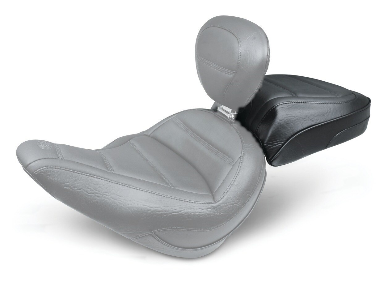 Mustang Standard Touring Quad Stitch Passenger Seat For Harley Softail Slim 2018-2021 Recessed / 10.5" Wide