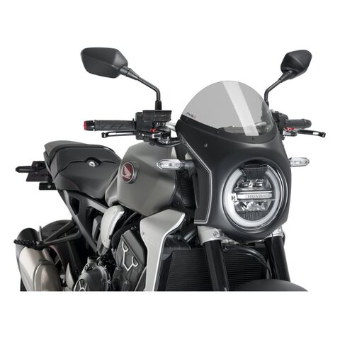 Puig Semi-Fairing Windscreen Honda CB1000R / CB650R Matte Black/Light Smoke [Open Box]