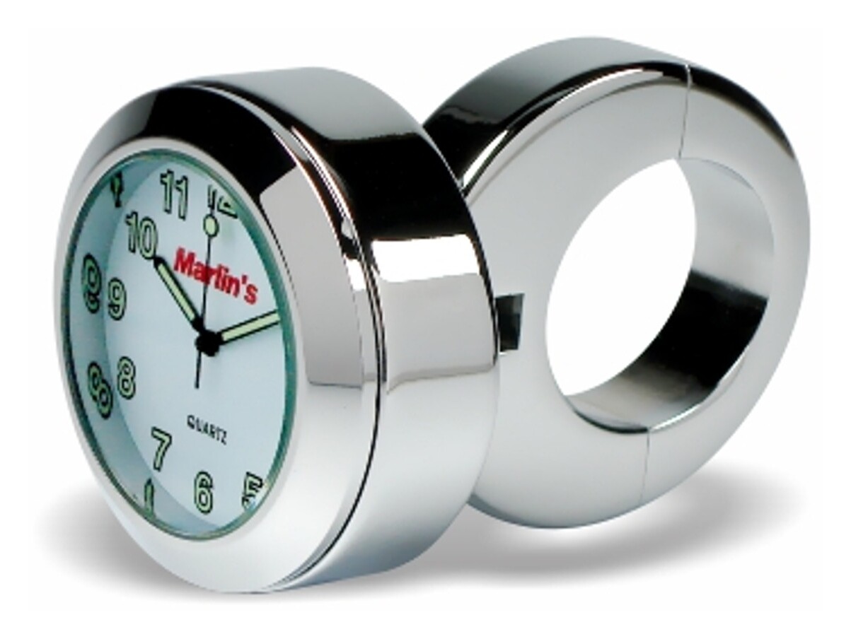 Marlin's Clock / Thermometer With Classic Adjustable Handlebar Mount Radiant White Clock