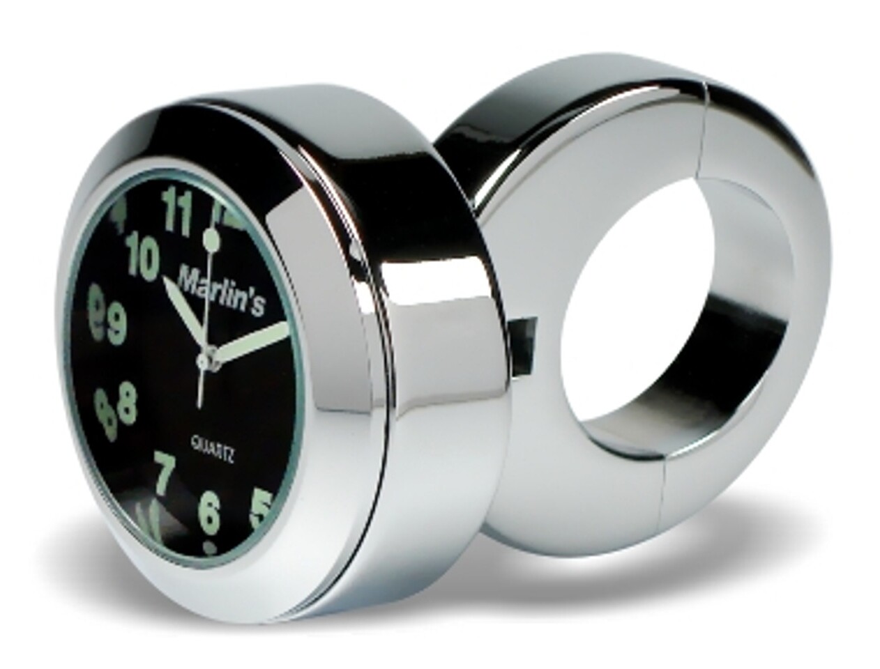 Marlin's Clock / Thermometer With Classic Adjustable Handlebar Mount Traditional Black Clock