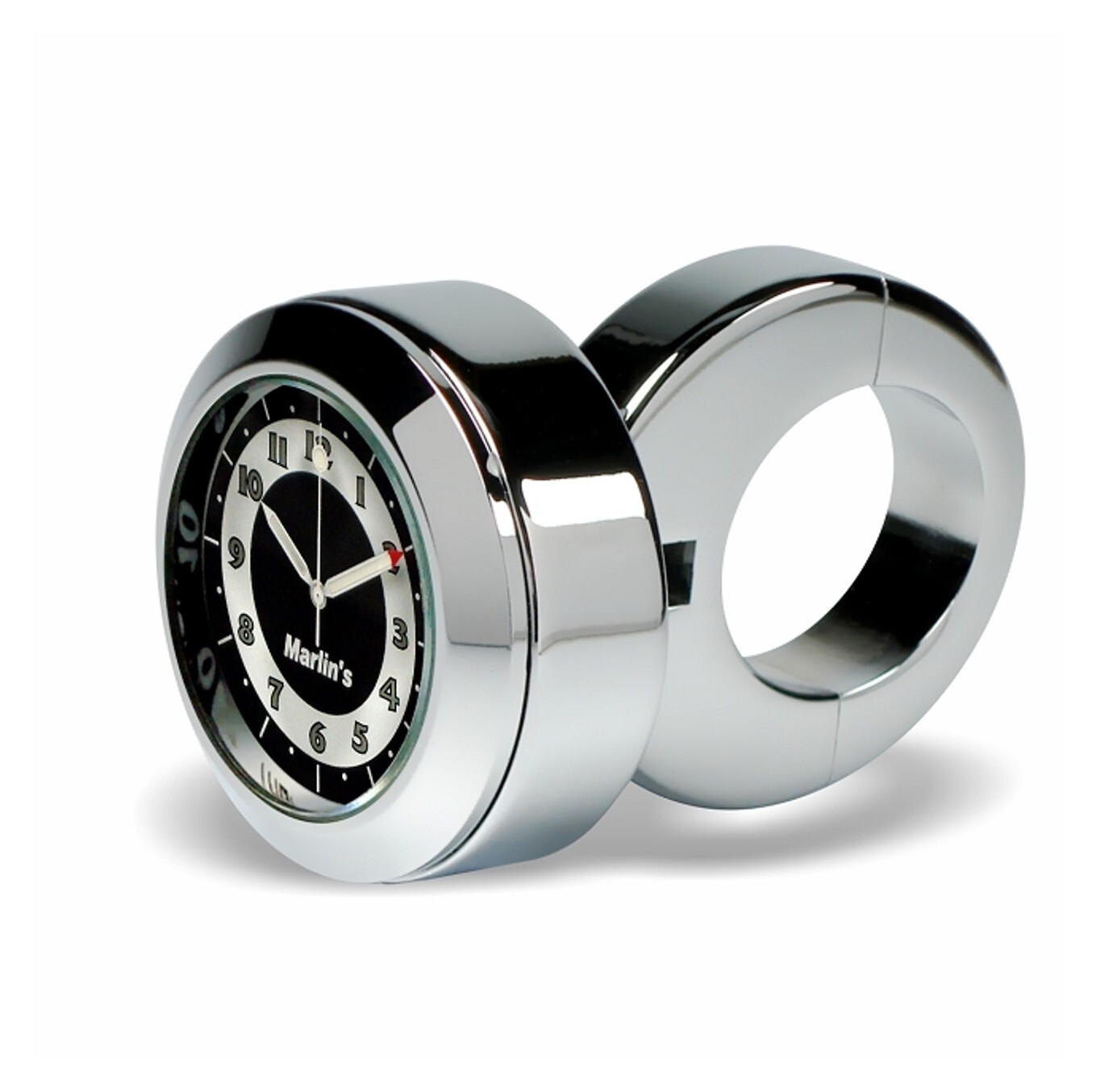 Marlin's Clock / Thermometer With Classic Adjustable Handlebar Mount Retro Black / White Clock