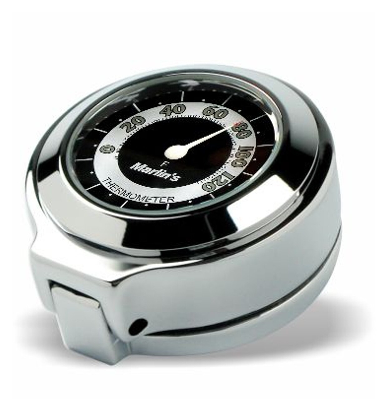 Marlin's Thermometer / Clock Flip Fork Lock Cover For Harley Road King 1994-2025 Retro Black / White Thermometer (Fahrenheit Scale)