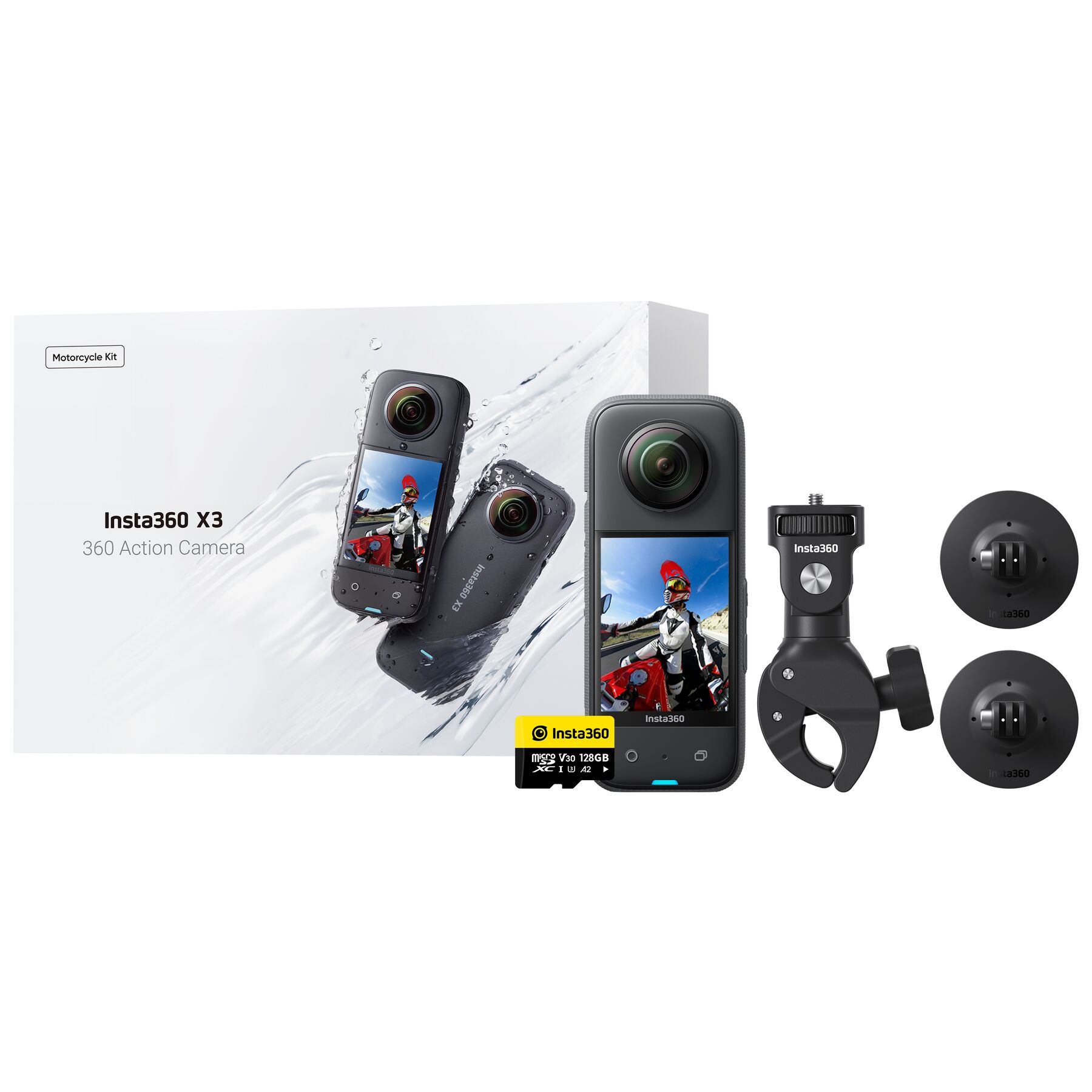 Insta360 X3 Motorcycle Camera Bundle With SD Card