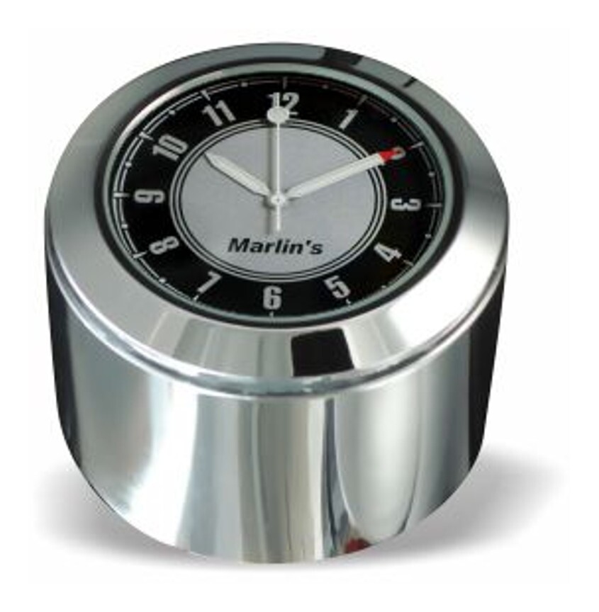 Marlin's Fork Stem Cover Clock / Thermometer For Harley FX / FXD / FXR / XL 1971-2009 Classic Black / Silver Clock