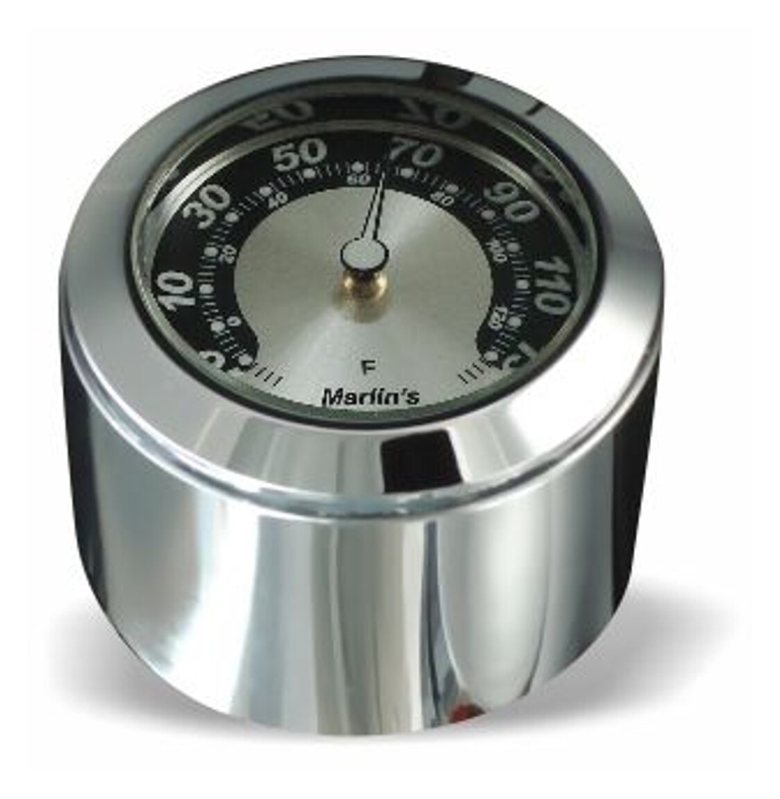 Marlin's Fork Stem Cover Clock / Thermometer For Harley FX / FXD / FXR / XL 1971-2009 Horseshoe Black / Silver Thermometer (Fahrenheit Scale)