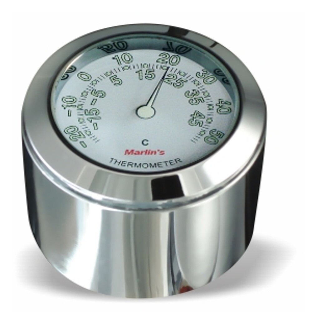Marlin's Fork Stem Cover Clock / Thermometer For Harley FX / FXD / FXR / XL 1971-2009 Radiant White Thermometer (Celsius Scale)