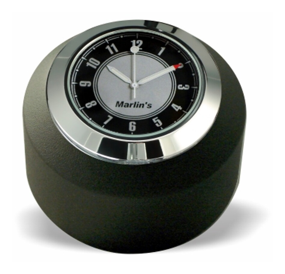 Marlin's Fork Stem Cover Clock / Thermometer For Harley Dyna / Softail / V-Rod 1984-2017 Classic Black / Silver Clock