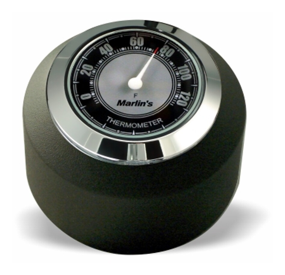 Marlin's Fork Stem Cover Clock / Thermometer For Harley Dyna / Softail / V-Rod 1984-2017 Classic Black / Silver Thermometer (Fahrenheit Scale)