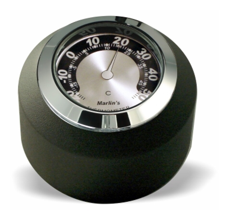 Marlin's Fork Stem Cover Clock / Thermometer For Harley Dyna / Softail / V-Rod 1984-2017 Horseshoe Black / Silver Thermometer (Celsius Scale)