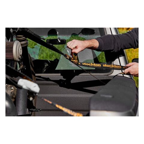 Stockton Heavy Duty Ratcheting Carabiner Tie Down Straps Black/Yellow [Open Box]