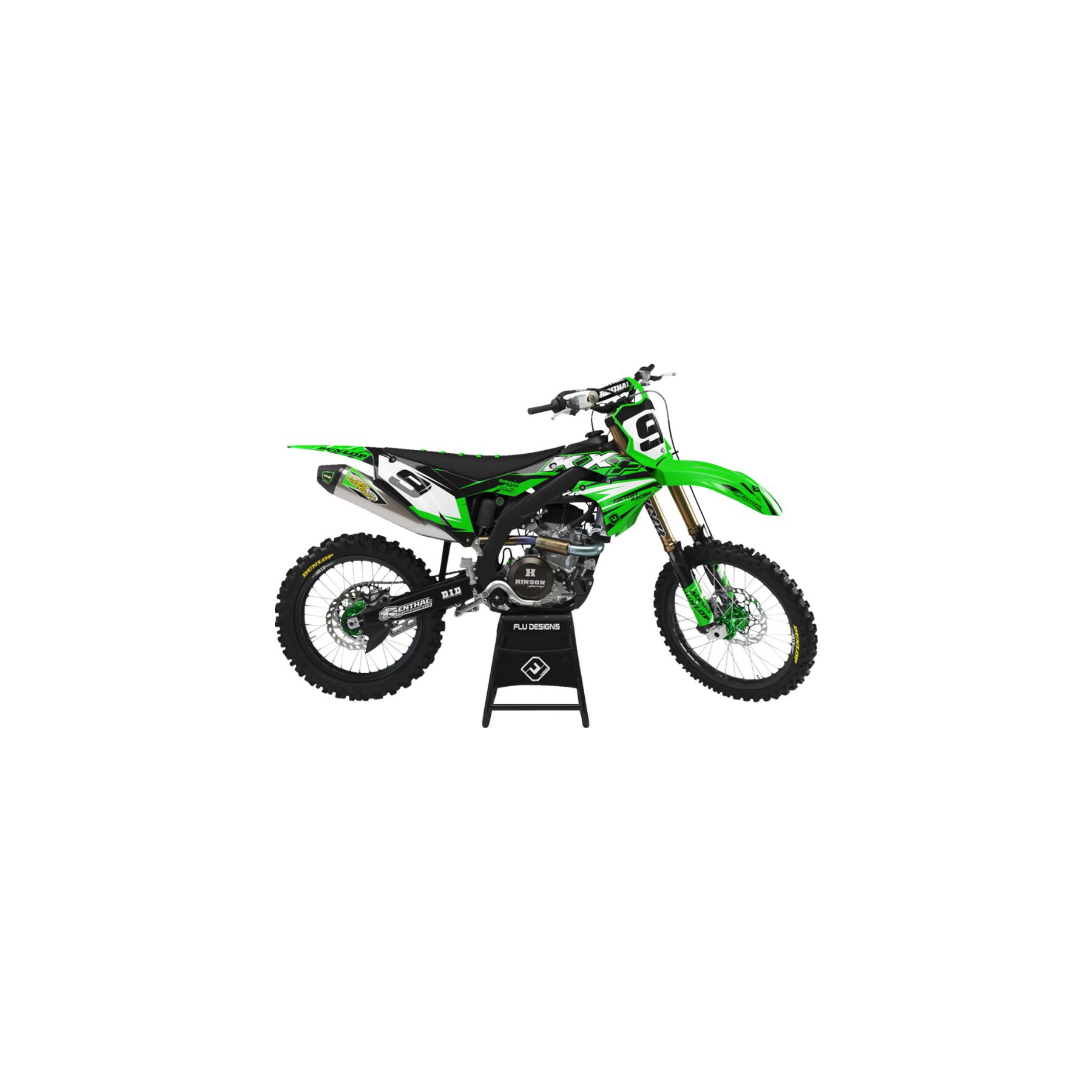 FLU Designs PTS 6 Graphics Kit Kawasaki KX125 / KX250 2003-2008