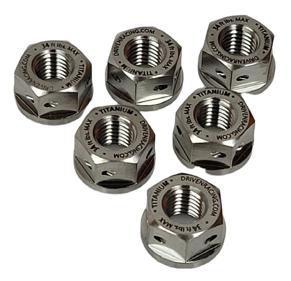 Driven Racing Titanium Sprocket Nuts M10 x 1.25/6 Pack