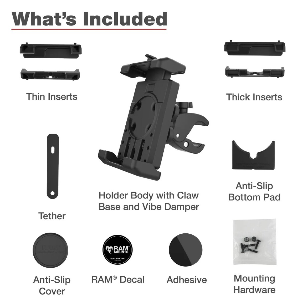 RAM Mounts Quick-Grip Pro Low-Profile Phone Mount With Vibe-Safe - RevZilla