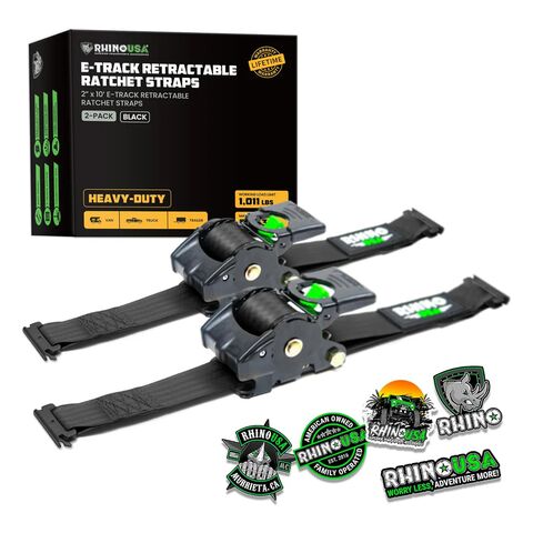 Rhino USA Retractable E-Track Ratchet Straps