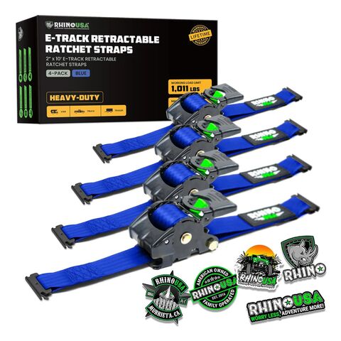 Rhino USA Retractable E-Track Ratchet Straps