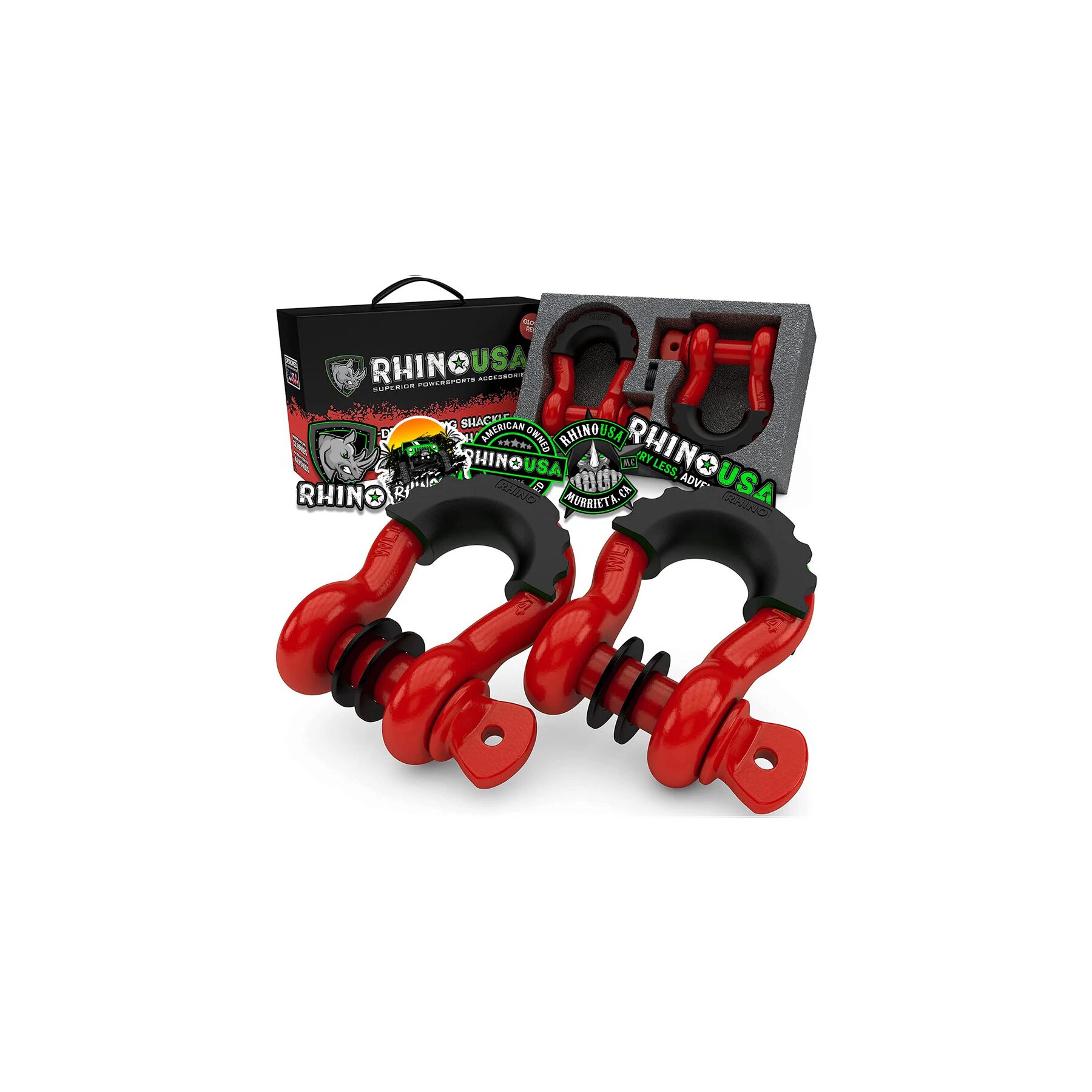 Rhino USA 3/4 Inch D-Ring Shackle Set