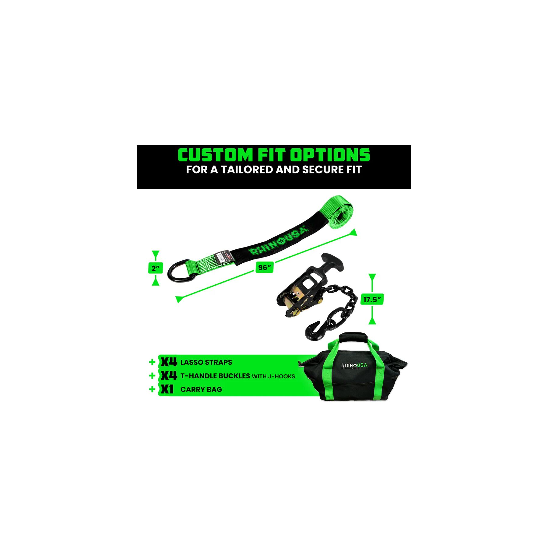 Rhino USA Car Tie-Down Lasso Straps / Basket Straps