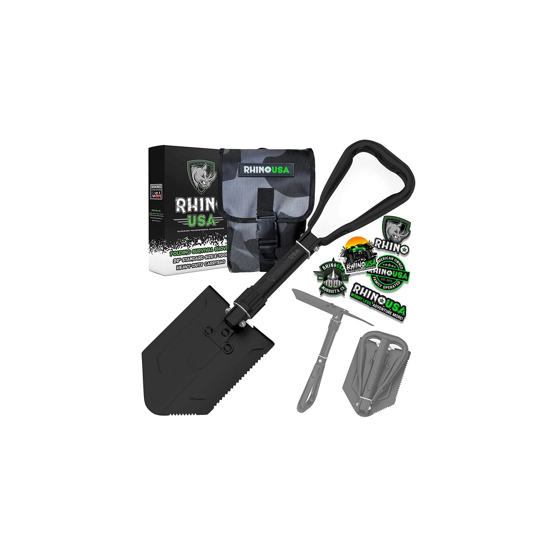 Rhino USA Folding Survival Shovel w/ Pick