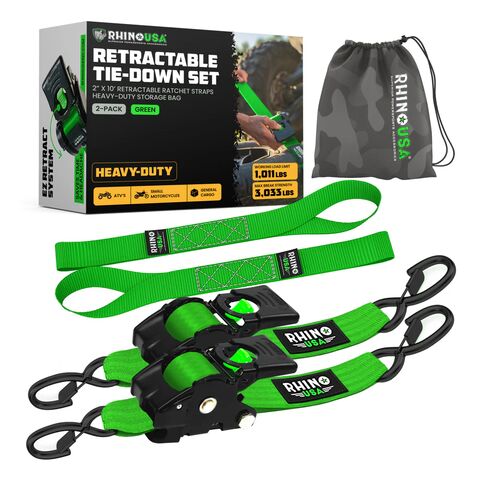 Rhino USA Heavy Duty Retractable Ratchet Straps