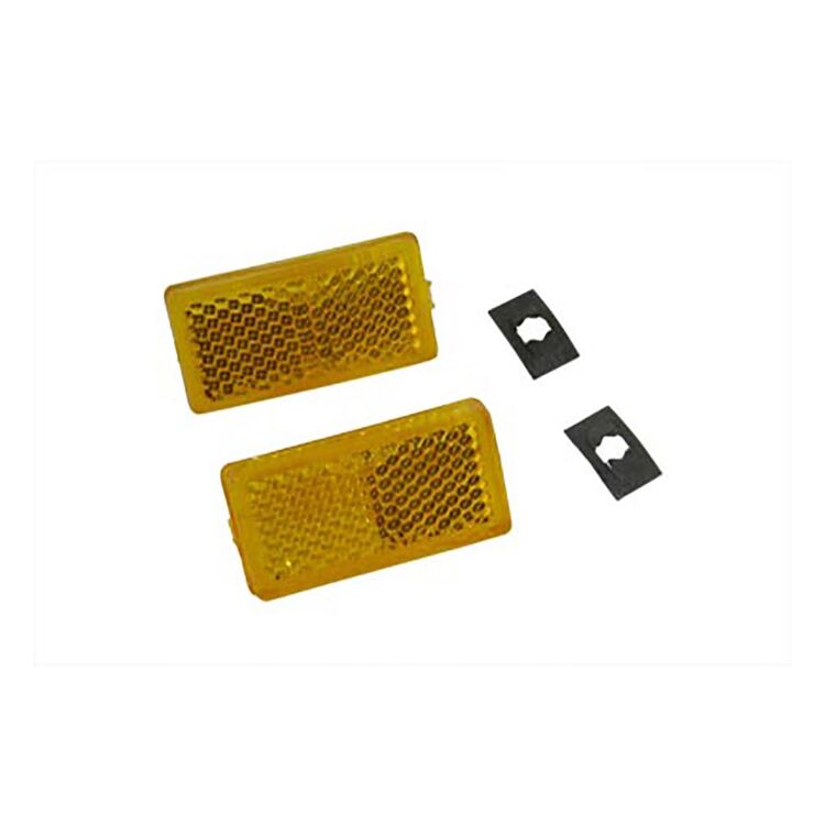 V-Twin Mfg. Front Amber Reflector Set For Harley FL 1969-1971
