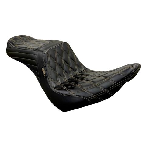 Le Pera TailWhip Double Diamond Stitch 2-Up Seat For Harley FXLR / FLSB 2018-2025 Up Front / Chestnut Stitch [Previously Installed]