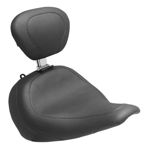 Mustang Wide Tripper Smooth Solo Seat For Harley Softail Fat Boy 2018-2026 Black / Without Backrest [Previously Installed]