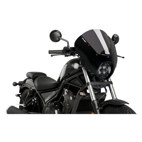 Puig Dark Night Semi-Fairing Honda Rebel 500 2020-2023 Dark Smoke / Gloss Black [Open Box]